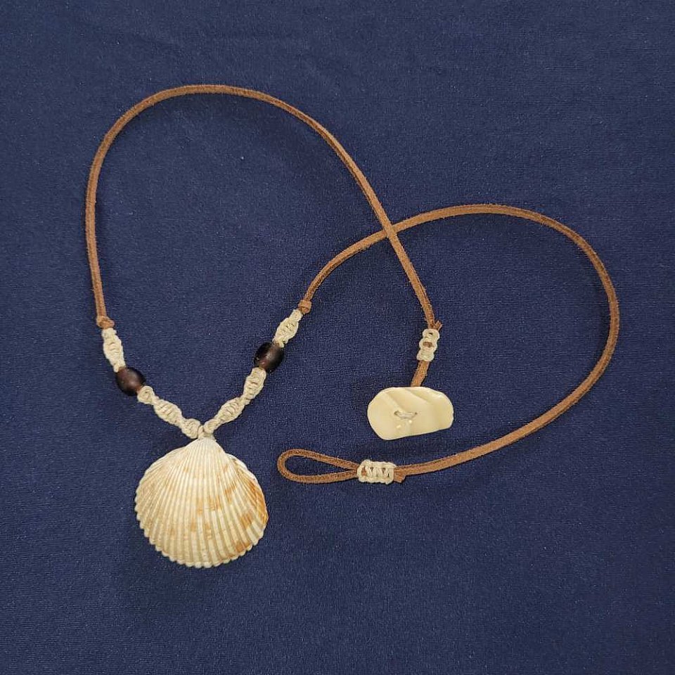 Buttoned Brown Suede Necklace ~Natural | suadenatural2.jpg