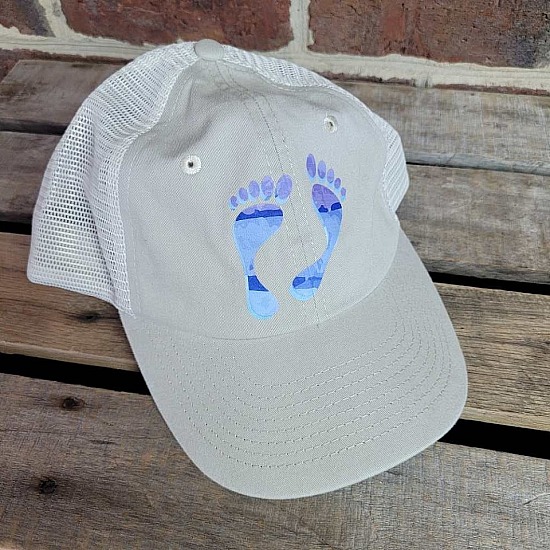 Cap ~Stone, mesh-back, Blue Tie-Dyed Feet 