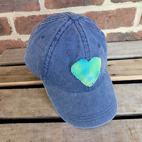 Cap ~Navy Sportsman, TieDye Heart patch