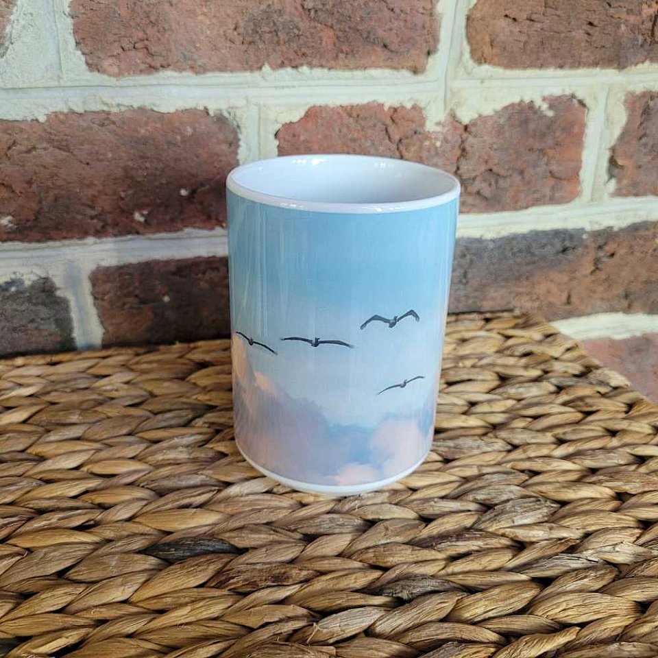 Pelicans in Clouds Latte Mugg | 2cmugpelclouds2.jpg